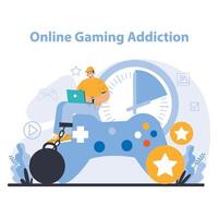 Internet addiction concept. Flat vector illustration.