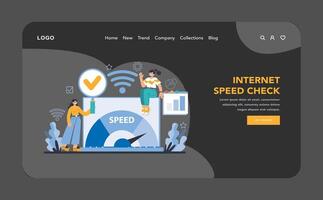 Wi-Fi network dark or night mode web or landing. Specialist setting up vector