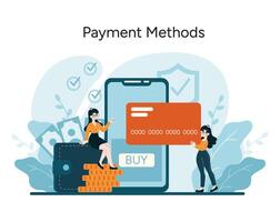 A seamless fusion of digital and traditional spending with secure card transactions vector