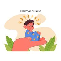 Childhood neurosis concept. Flat vector illustration