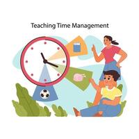 Learning time management. Flat vector illustration