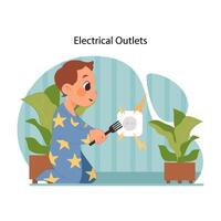 Electrical safety warning. Flat vector illustration