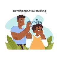 Critical thinking development concept. Flat vector illustration