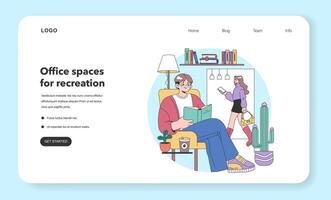 acogedor oficina leyendo rincón concepto. plano vector ilustración.