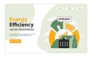 Factory within energy-efficient chart portrays sustainability. Flat vector illustration.