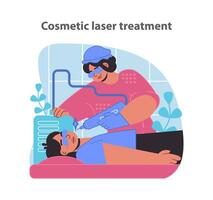 Cosmetic laser treatment session with a professional technician. Skincare rejuvenation and therapy. vector