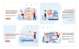 Brand Rituals Web Banners. A dynamic set of illustrations depicting consumer behavior analysis. vector