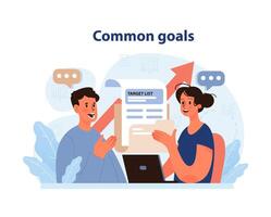 Common goals concept. Flat vector illustration.