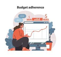 Budget Management in action. Analyzing financial graphs for project cost control. vector
