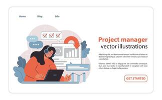 Project Manager set at Work. Overseeing project timelines and deliverables. vector