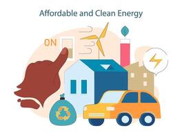 Affordable and clean energy. Transition to renewable power sources vector