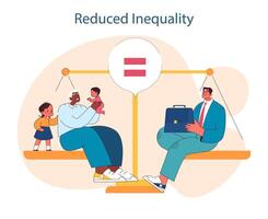 Reduced Inequality. Balancing scales between diverse social groups vector