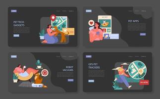 Web Layout set for Pet Tech Gadgets. vector