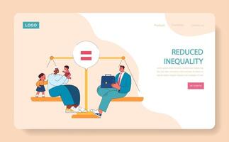 Reduced Inequality web or landing. Balancing scales between diverse vector