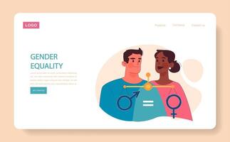 Gender equality web or landing. Balanced representation and rights across vector