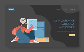 instalación de ventanas y puertas concepto. vector