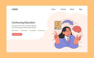 continuo educación web o aterrizaje. para toda la vida aprendizaje y habilidad adquisición. vector