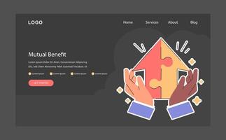 mutuo beneficio oscuro o noche modo web, aterrizaje. dos manos vector
