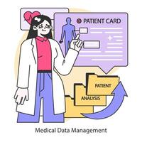 Medical Data Management concept. Flat vector illustration.