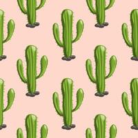 Hand drawn saguaro cactus seamless pattern vector