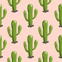 Hand drawn saguaro cactus seamless pattern vector