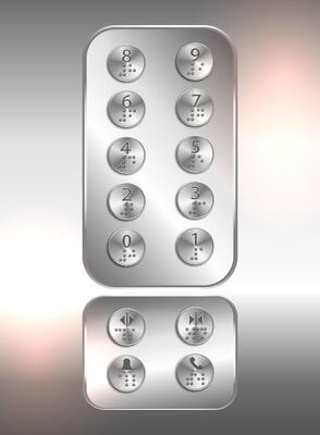 Lift  elevator push buttons with numbers and braille code for blind people - Vector