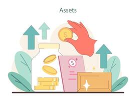 Assets concept. Building financial stability through asset accumulation and growth. vector