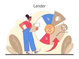 Refinance process. Loan rate reduction to lender agreements. vector