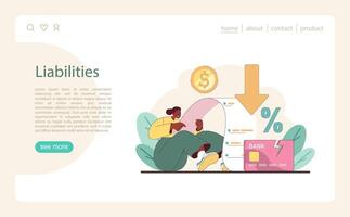 Liabilities concept. Navigating financial obligations and understanding debts. vector