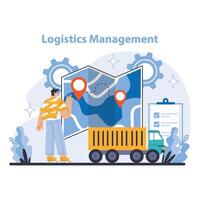 Logistics and Inventory Management concept. Flat vector illustration.