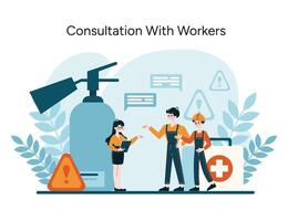 Showcasing collaborative hazard communication and emergency preparedness with OSHA guidelines vector