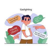 Gaslighting concept. Psychological manipulation method, and cognitive vector