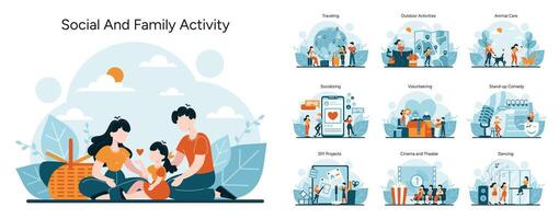 Social and Family Activity set vector