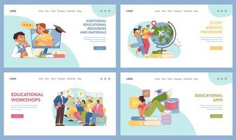 Educational resources set. Flat vector illustration