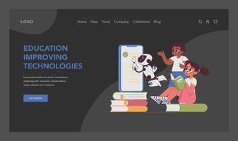 educativo estrés web o aterrizaje. estudiantes contratar con innovador vector