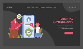 Parental control apps concept. Flat vector illustration