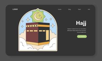 Hajj pilgrimage representation with Kaaba icon. Flat design illustration vector