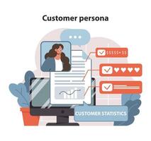 Customer persona concept. A visual toolkit for creating detailed customer profiles using statistical data. vector