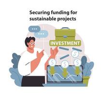 Funding acquisition concept. Channels and strategies to finance sustainable projects. vector