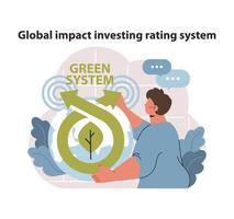 Global impact investing system. Evaluating environmental and social governance. vector