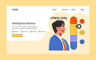 Maladaptive behavior web banner or landing page. Neurosis, chronic vector