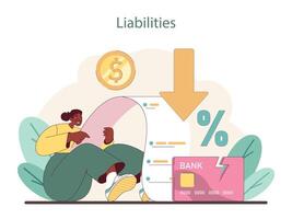 Liabilities concept. Navigating financial obligations and understanding debts. vector