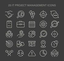 IT Project Management set. Comprehensive icons for teamwork, strategy, and planning. vector