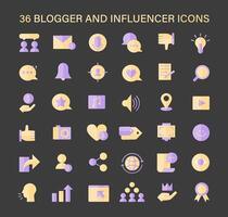 Blogger and Influencer icons set. Versatile icons for content creation, audience engagement, and personal branding. vector