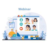 Webinar concept. Engaged online audience and interactive digital learning vector