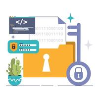 Data encryption. Personal information, internet access or database vector