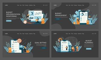 exhaustivo visuales para supervisión, objetivo configuración, y planificación finanzas vector