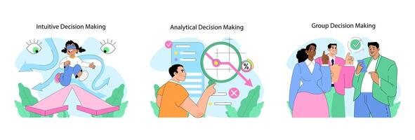 Decision making set. Flat vector illustration