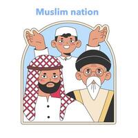 Muslim community unity concept. Flat vector illustration