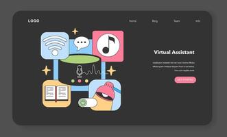 Smart virtual assistant offers diverse capabilities. Flat vector illustration